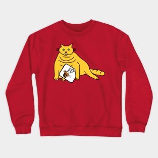 Chubby Cat with Thanksgiving Turkey Greetings Crewneck Sweatshirt